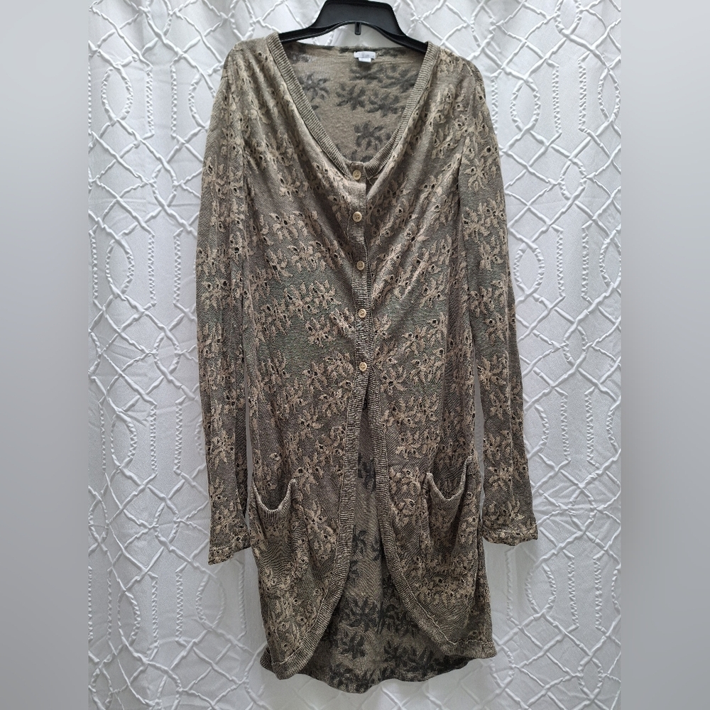 Transit Par-Such Made In Italy Button-Up Rounded Neck Cardigan with Pockets L